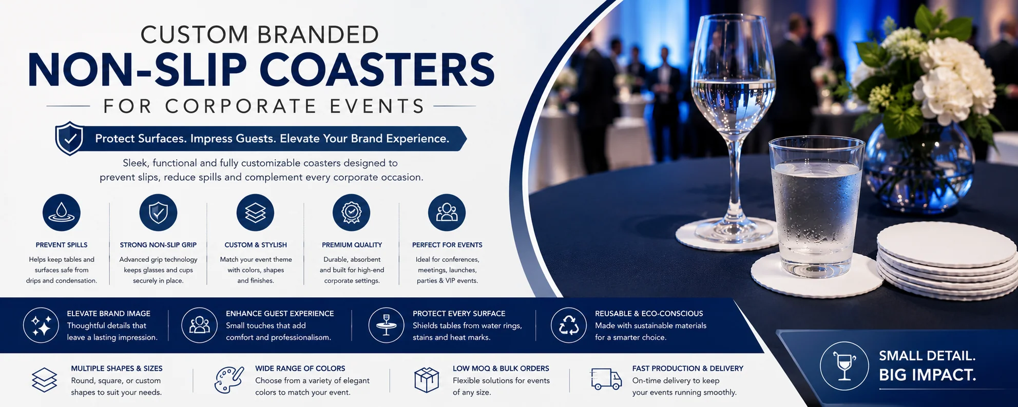 Custom Branded Non Slip Coasters For Corporate Events