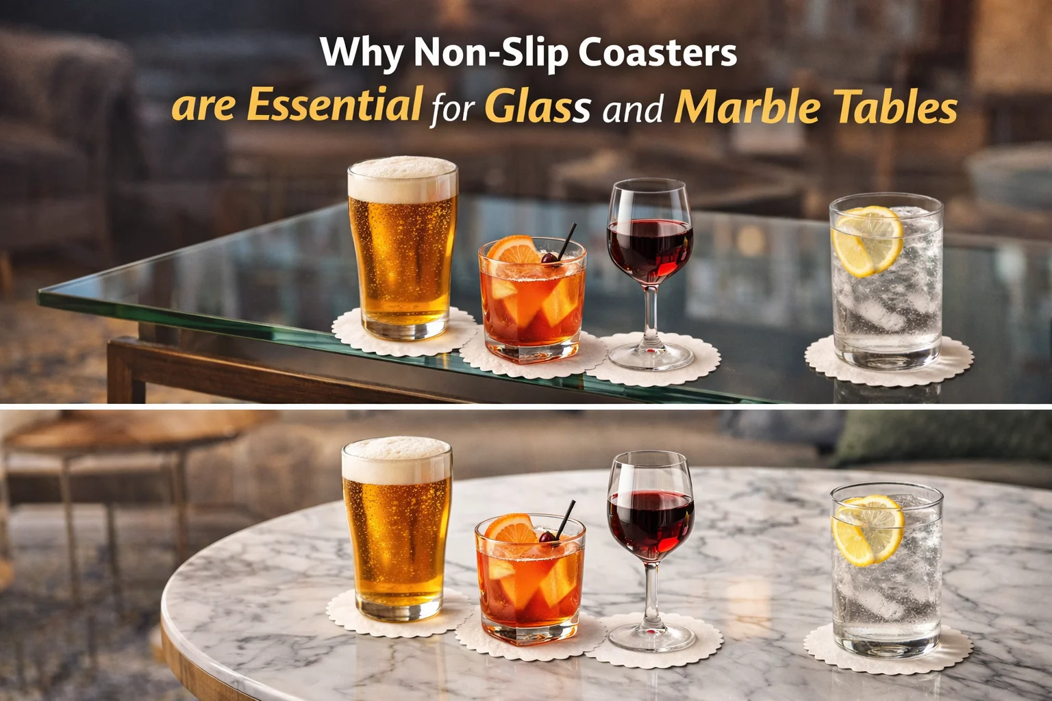 Why Non Slip Coasters Are Essential For Glass And Marble Tables